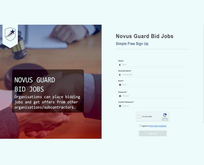 Sign Up Novus Guard Page